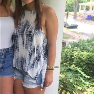 Blue & White flowy tank
